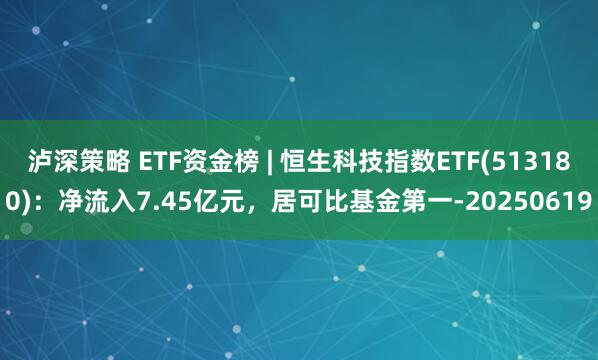 泸深策略 ETF资金榜 | 恒生科技指数ETF(513180):净流入7.45亿元,居可比基金第一-20250619